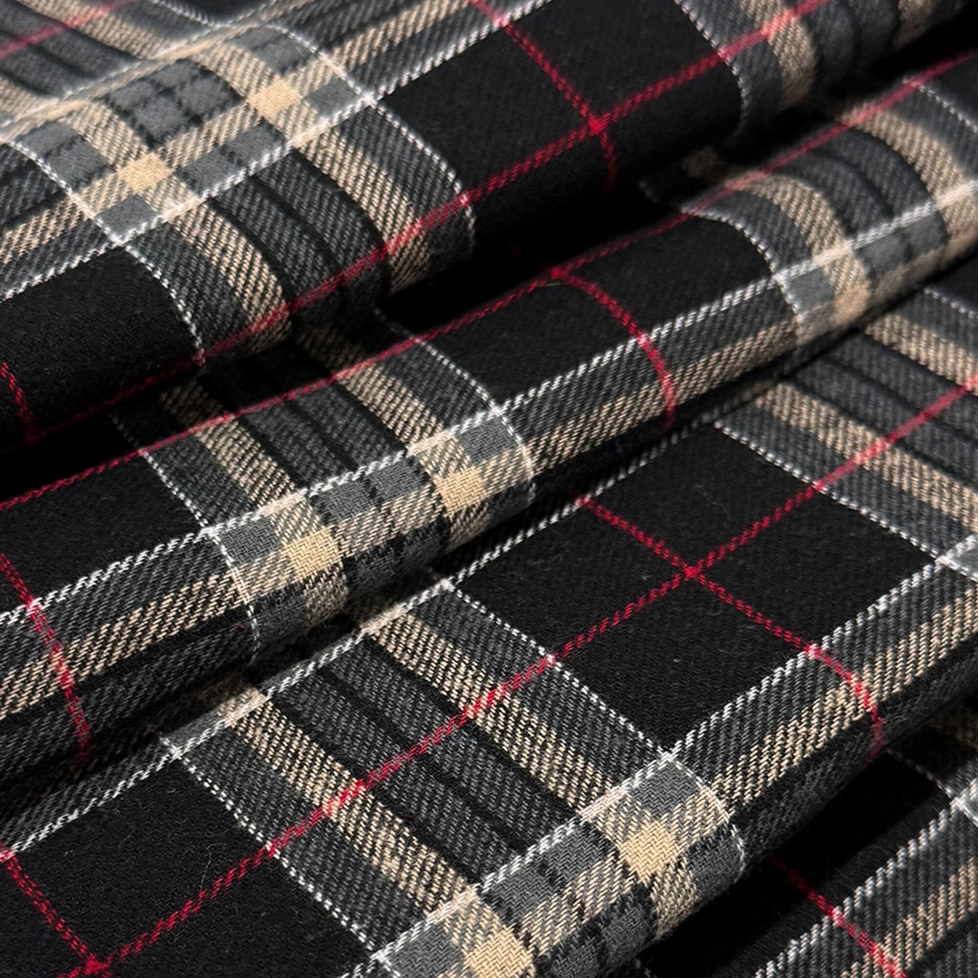 Feldman Edward Black Plaid Yarn-Dyed Cotton Flannel Fabric